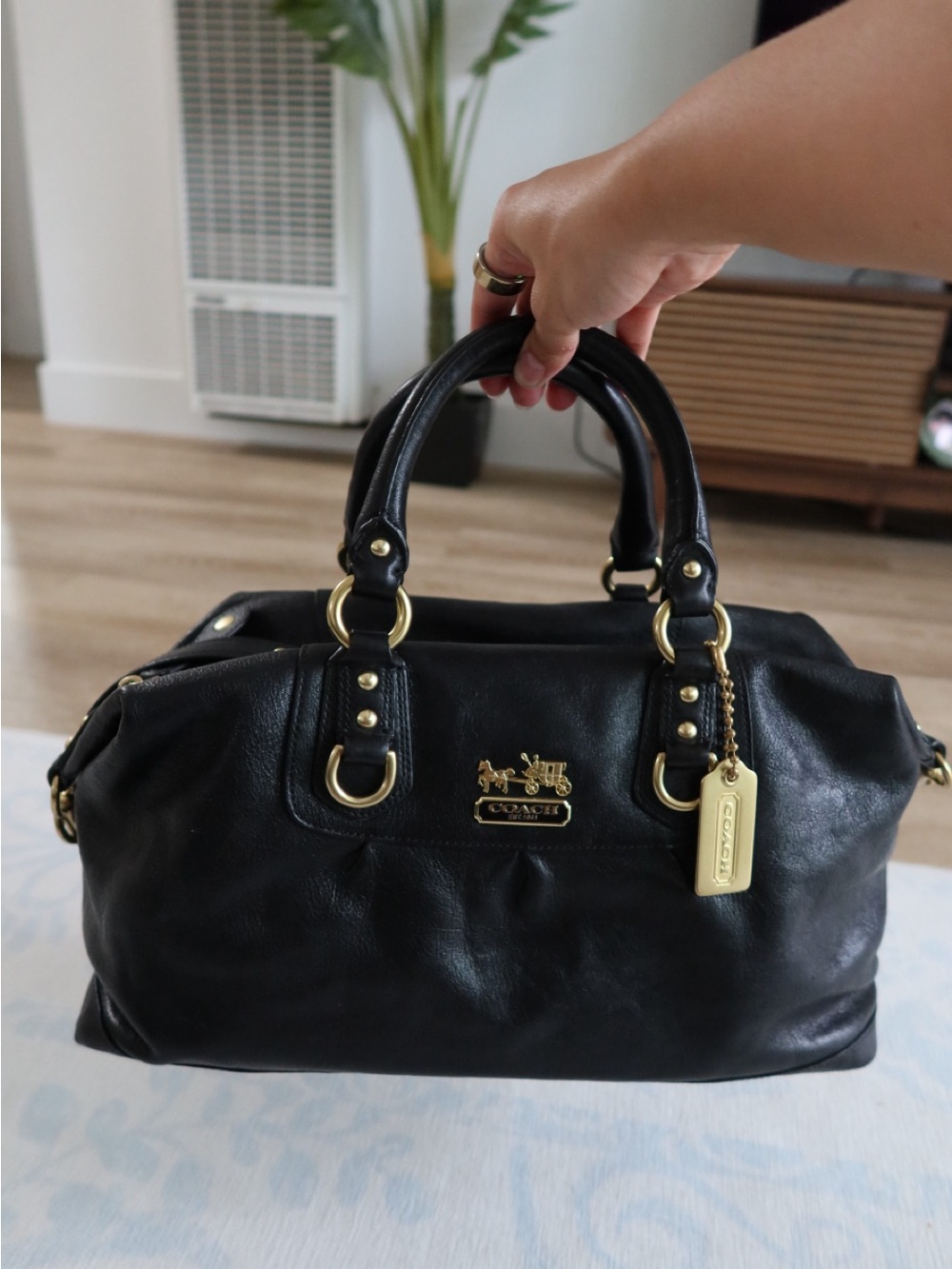 Coach Madison Sabrina Satchel 12949 Vintage Y2K Black Leather